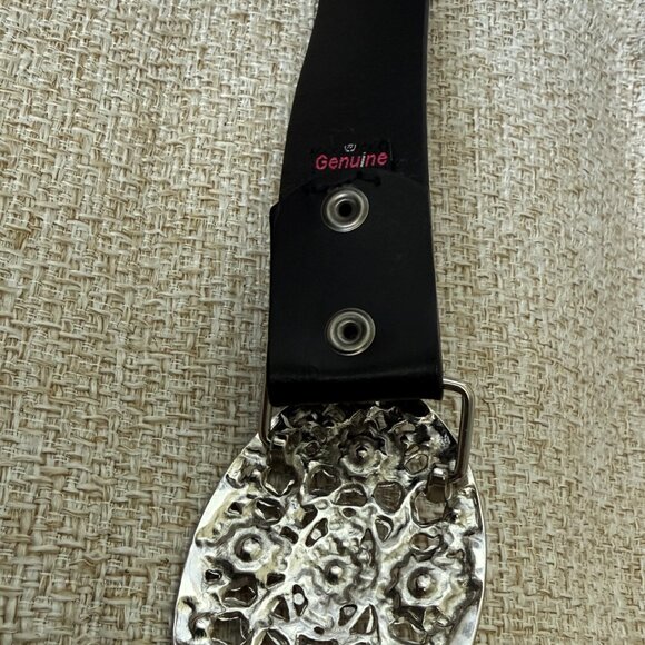 Volcom Large Belt Women's Dark Brown Leather XL Multicolor Floral Enamel Crystal - Picture 11 of 12